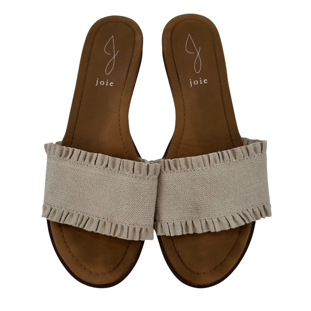 Joie Womens Beige Ruffle Slide Sandals Size 8.5M